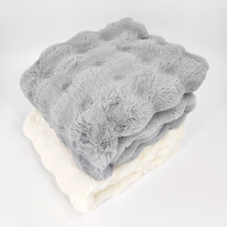 100% Polyester Super Soft Ruffle Rabbit Fur Throw